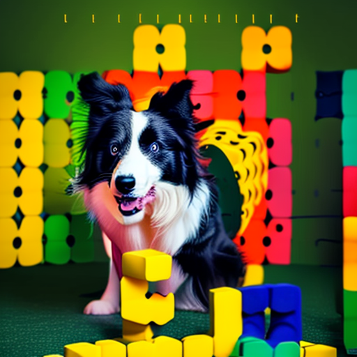 A Border Collie solving a puzzle