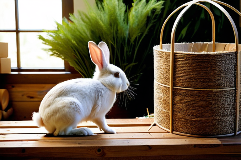 Rabbit engaging with enrichment activities