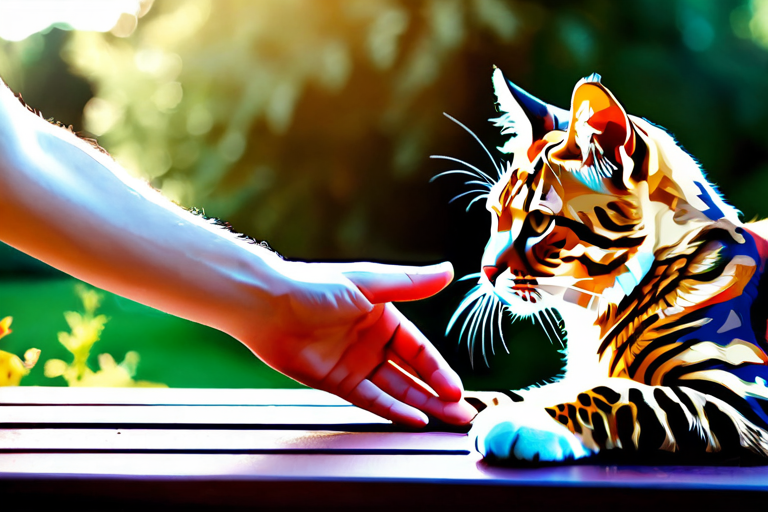 Human and cat engaging in subtle communication