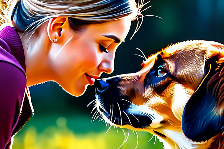 Human and dog sharing a moment of connection