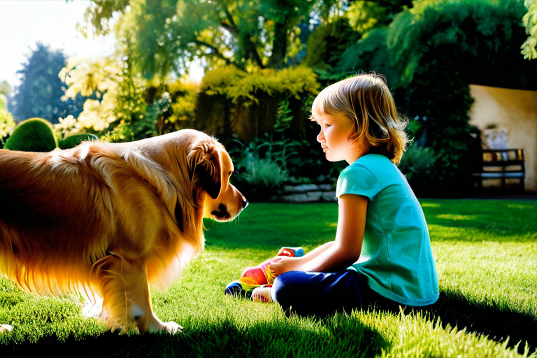 Aloka gently interacting with children in a peaceful garden setting