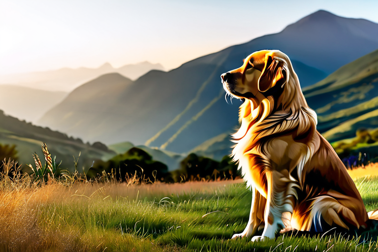 Aloka the Peace Dog meditating in nature