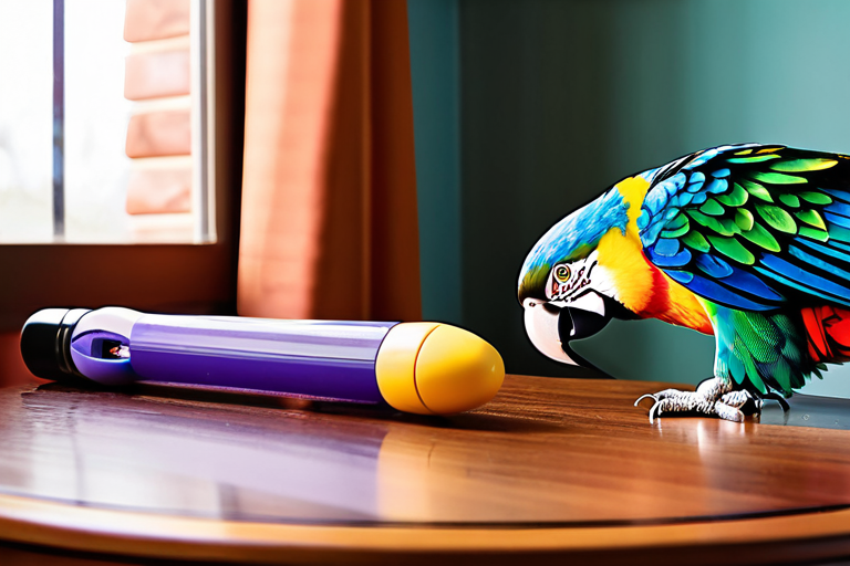 Parrot engaging with cognitive enrichment toys