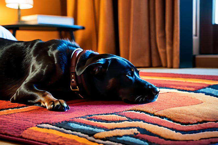 Dog sleeping near human bed
