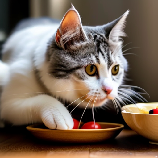 Cat enjoying a healthy meal