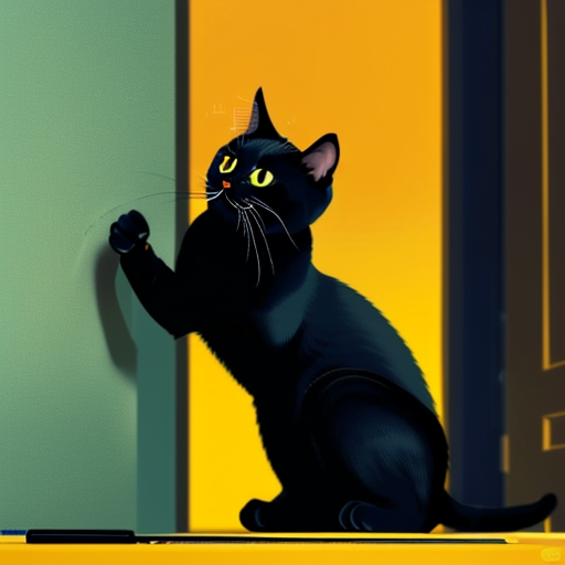 A cat figuring out how to open a door