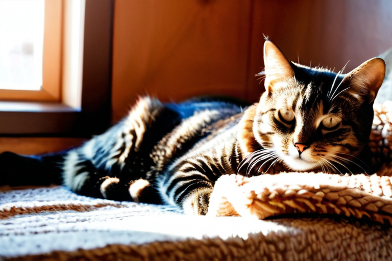 Cat kneading on soft blanket showing comfort behavior