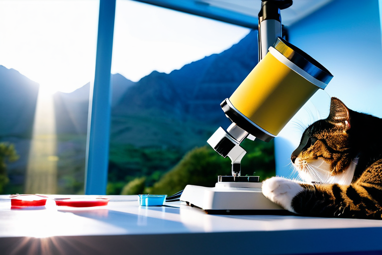 Scientific research setting with cat whisker examination