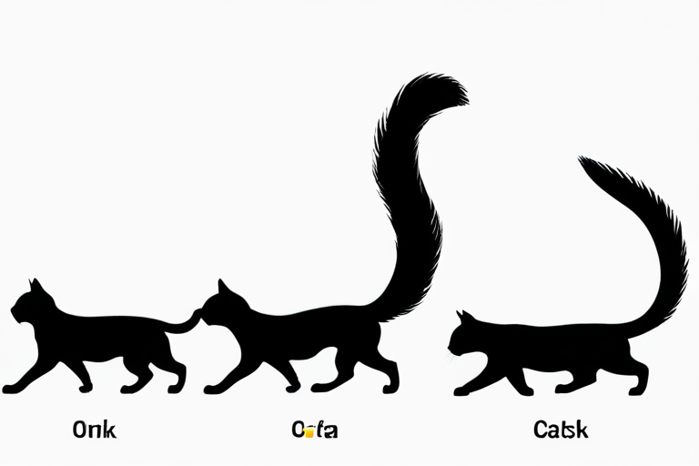 Different cat tail positions indicating various emotions