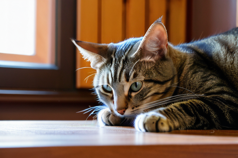 Cat exhibiting territorial marking behavior