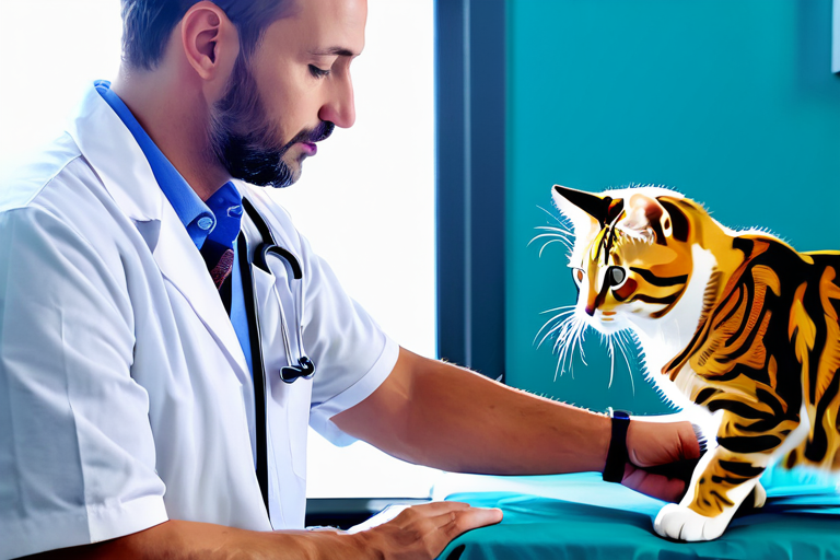 Cat receiving veterinary examination