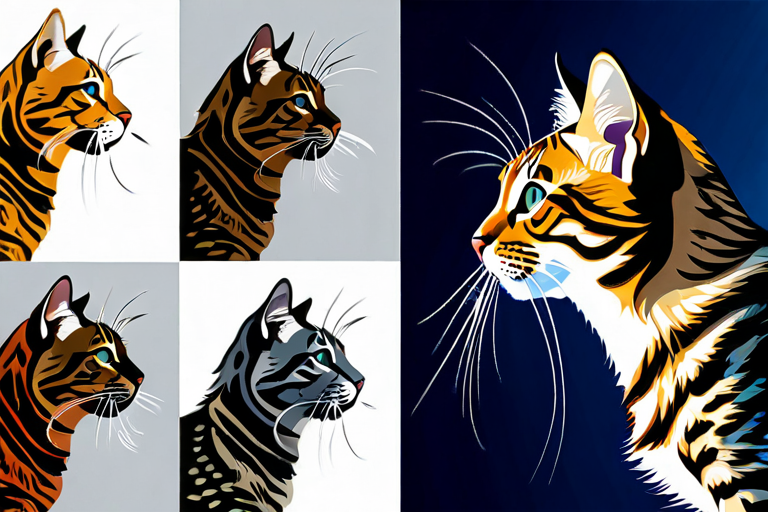 Cat showing different whisker positions indicating various emotional states