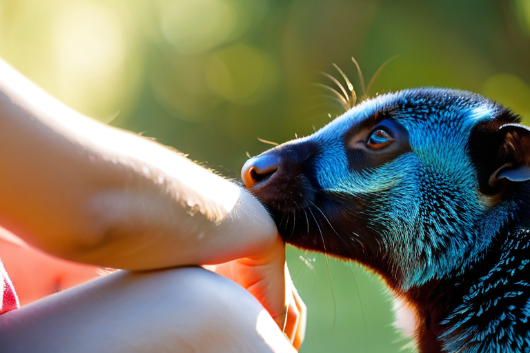 Child learning empathy with pet