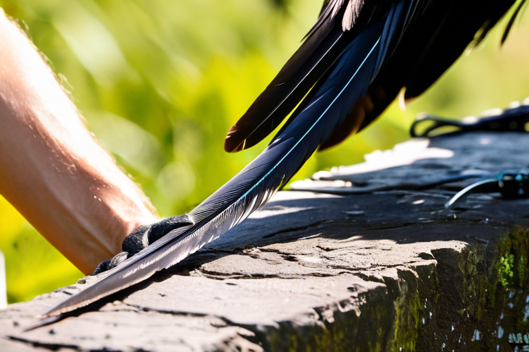 Crow using manufactured tool to obtain food