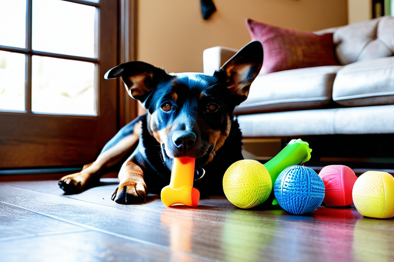 Dog with appropriate chew toys