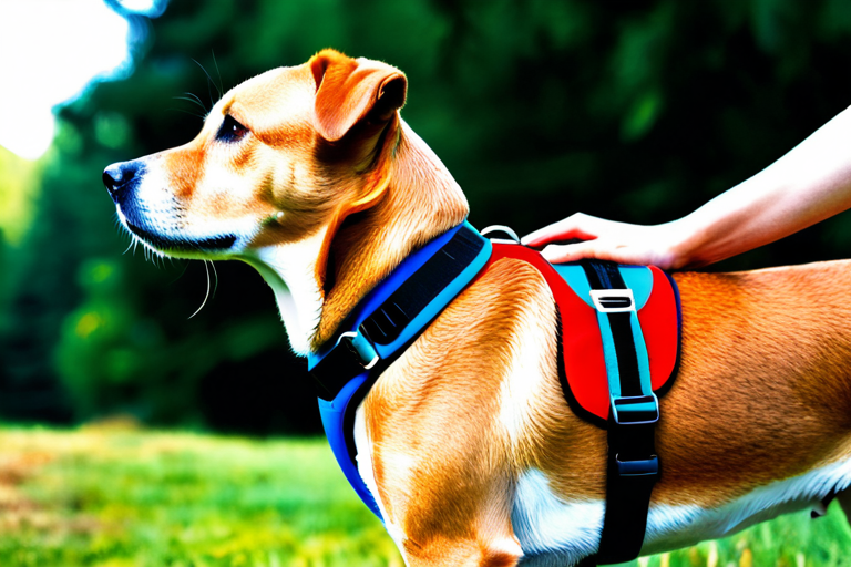 Dog wearing comfortable harness