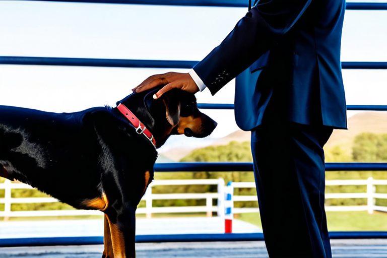 Judge evaluating a dog at Westminster show
