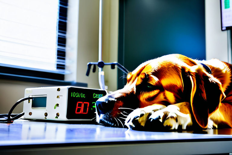 Dog in sleep research laboratory setting