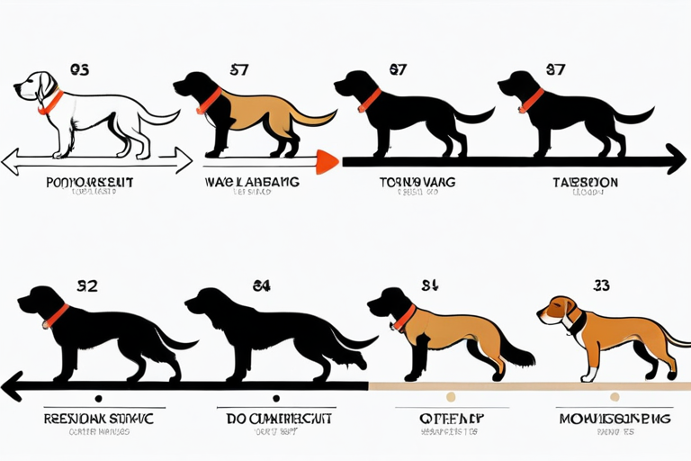 Different tail positions in dogs indicating various emotional states