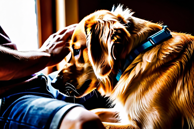 Dog comforting distressed human