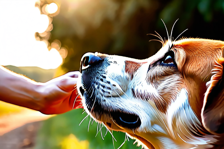 Human and dog sharing emotional connection