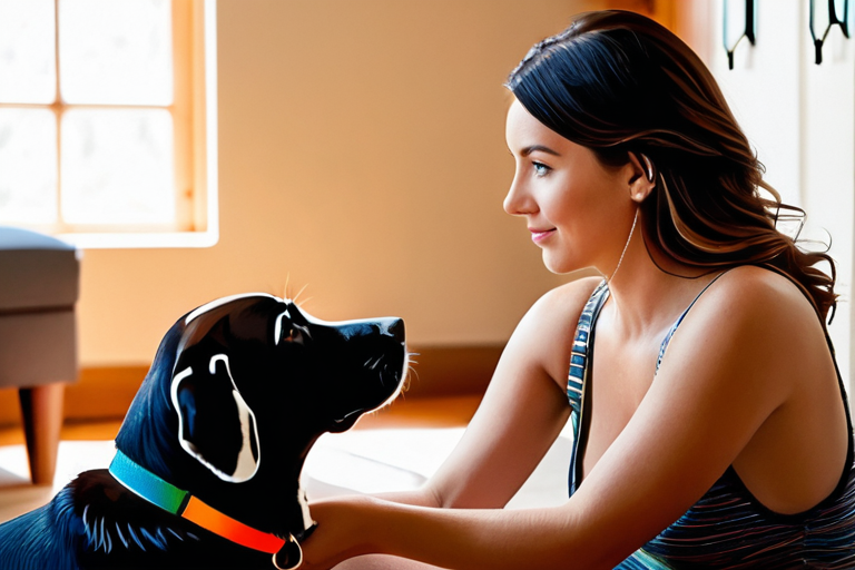 Human and dog engaging in mutual gaze and communication