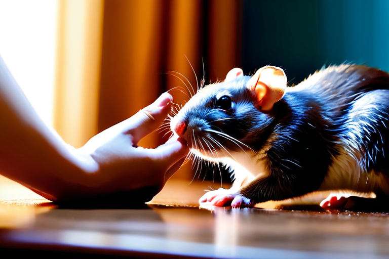 Gentle interaction between human hand and pet rodent