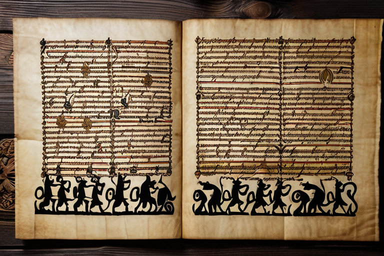 Ancient Icelandic manuscript depicting folklore
