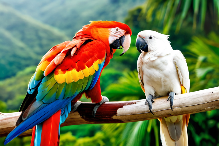 Macaw and cockatoo birds known for extreme longevity