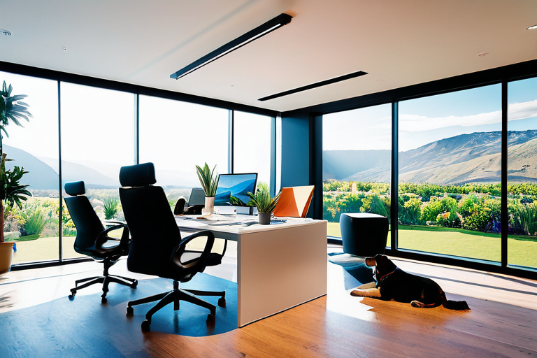 Modern office environment with pets