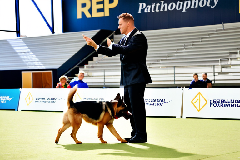 German Shepherd performing heelwork in AKC obedience trial