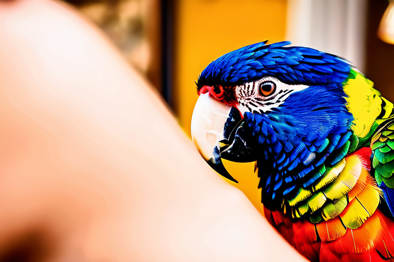 Parrot interacting affectionately with human caregiver