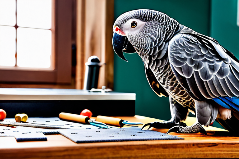 African Grey Parrot solving complex puzzle