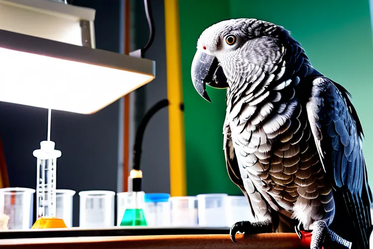 African Grey Parrot participating in cognitive research