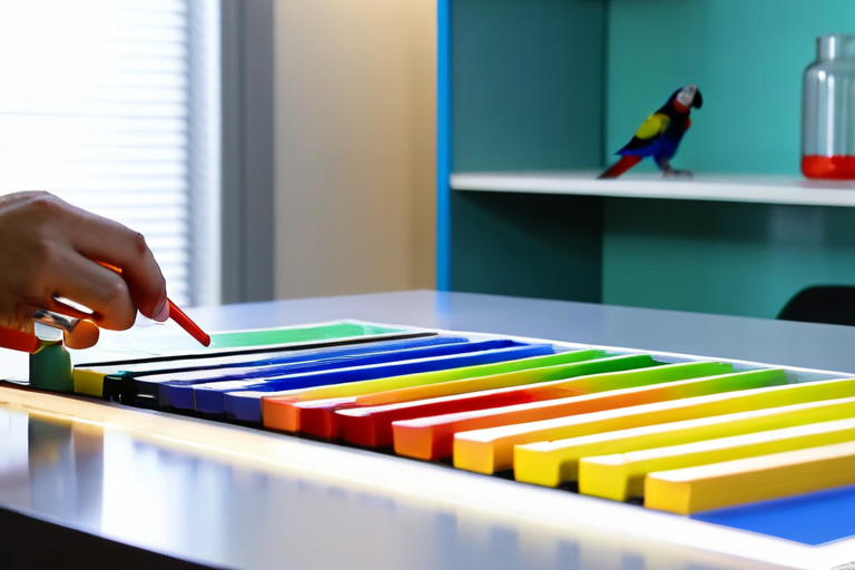 Parrot participating in cognitive testing