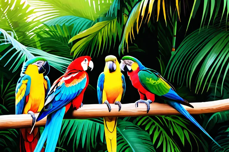 Parrots engaging in complex social behaviors