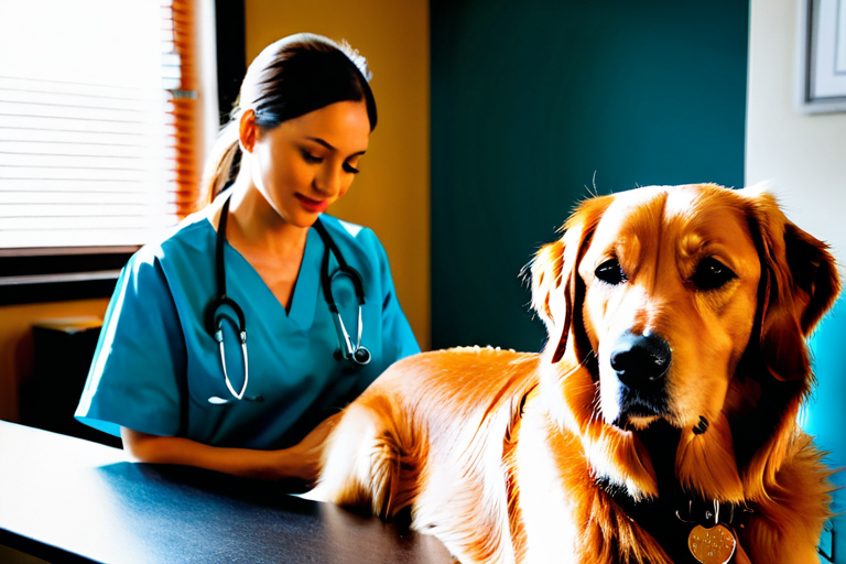 Person interacting with therapy dog in clinical setting