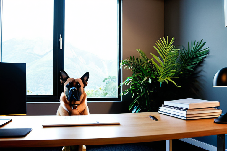 Dog in office setting