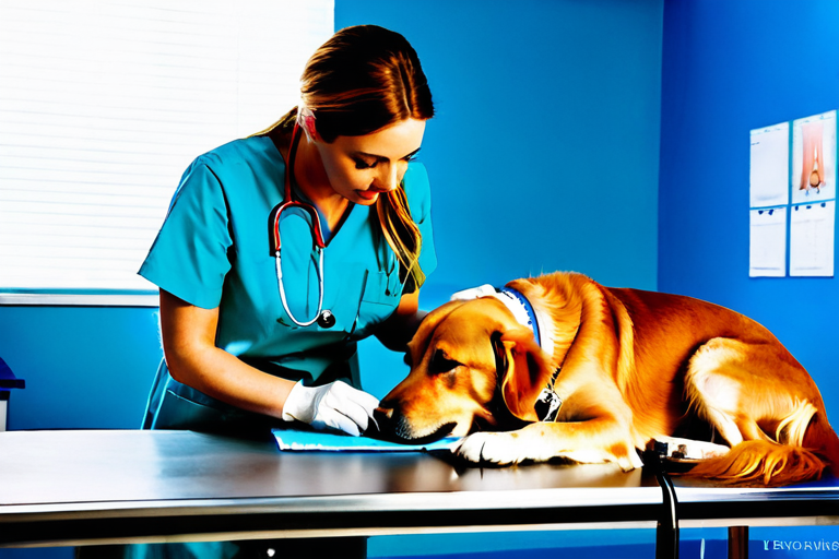 Veterinarian examining a dog