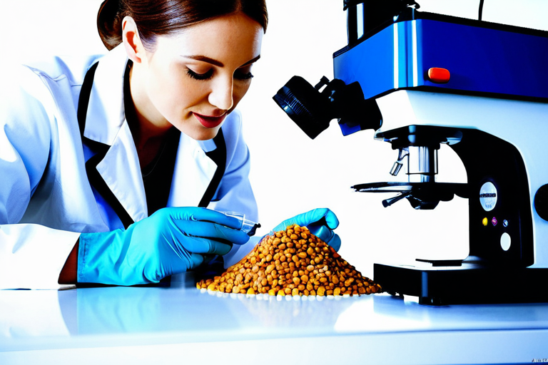 Veterinary nutritionist examining pet food ingredients