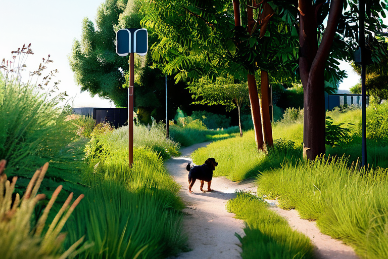 Dog walking in urban green space