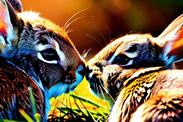 Rabbits grooming each other as bonding behavior