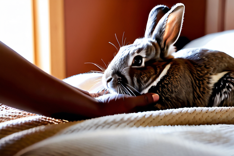 Human and rabbit sharing quiet companionship