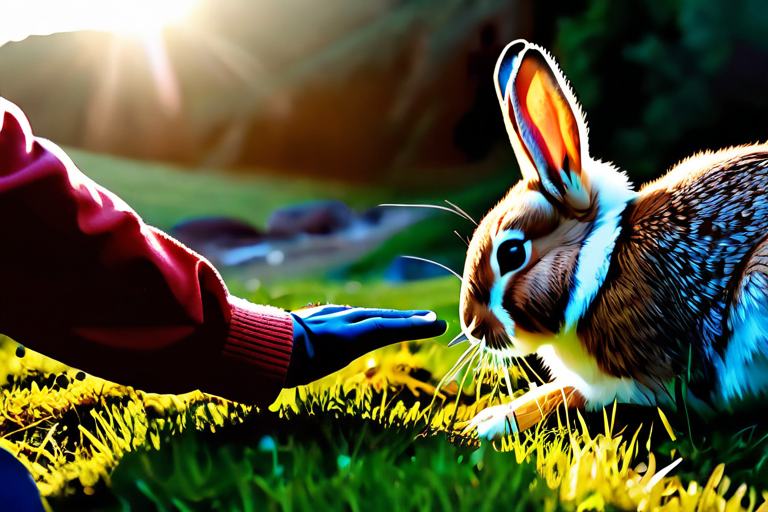 Rabbit communicating with human caregiver