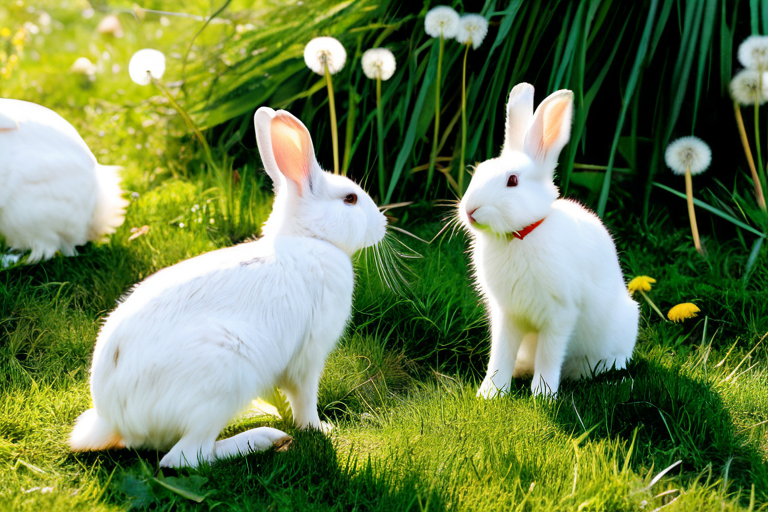 Domestic rabbits interacting in a natural setting