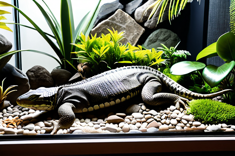 A well-designed reptile terrarium with natural elements