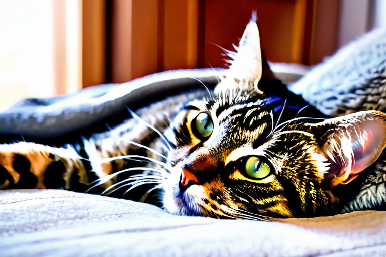 Older cat resting comfortably
