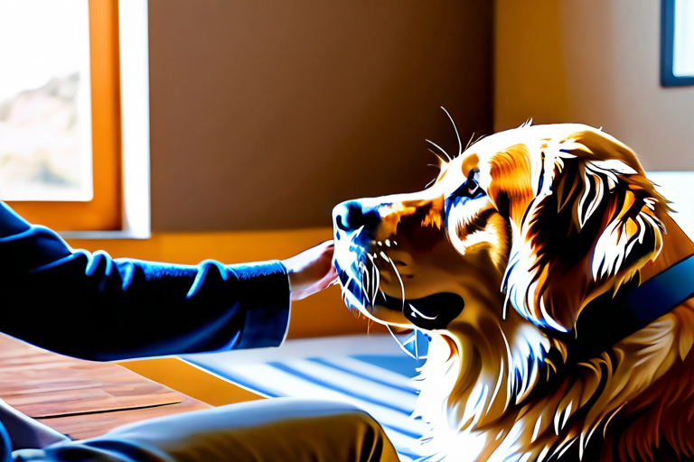 Senior dog learning new trick with patient owner