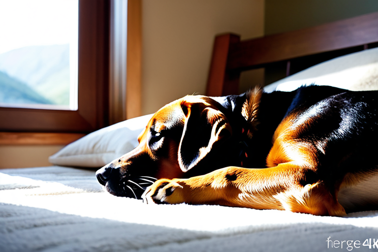 Sleeping dog exhibiting dream behaviors