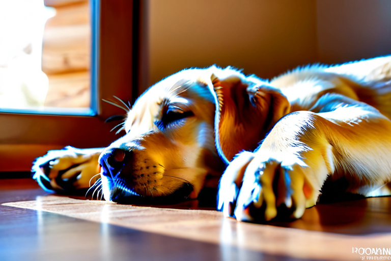 A puppy sleeping deeply with twitching paws
